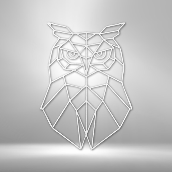 Geometric Owl Steel Sign Laser Cut Powder Coated Home & Office Metal Wall Decor